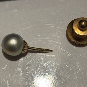 Unique Vintage 14k Gold and genuine Pearl Men's Lapel Pin